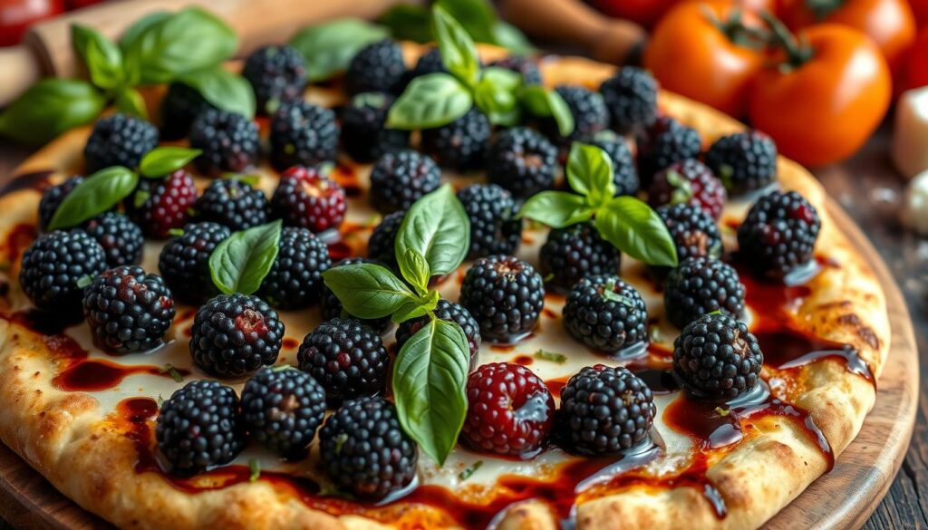 easy blackberry basil pizza